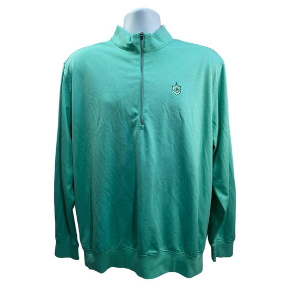 Donald Ross Sweater Mens LARGE Green Quarter Zip Performance Pullover Golf Logo - Picture 1 of 8
